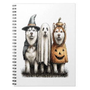 Carnet Chien Husky Sibérien Fantôme d'Halloween