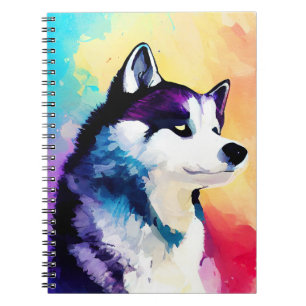 Carnet Chien Husky Wild Nature Animal Couleur Art Peintur