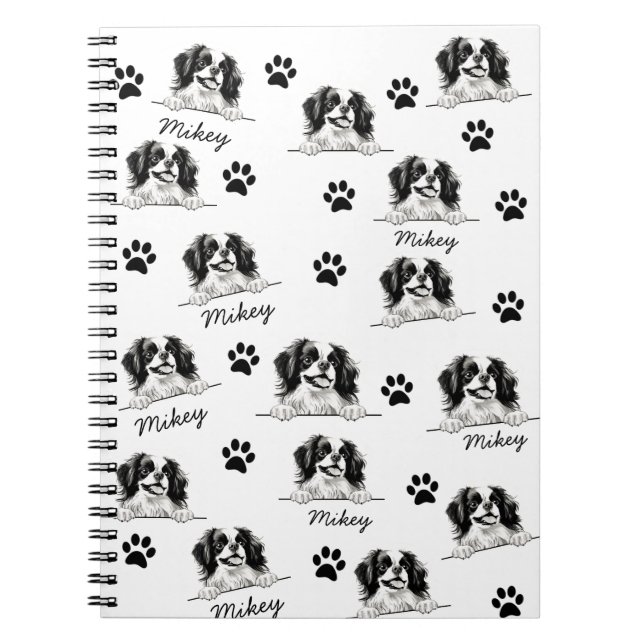 Carnet Chien japonais Chin Personnalisé Dessin À La Main (Devant)