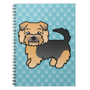 Carnet Chien Norfolk Terrier noir et feu sur fond bleu