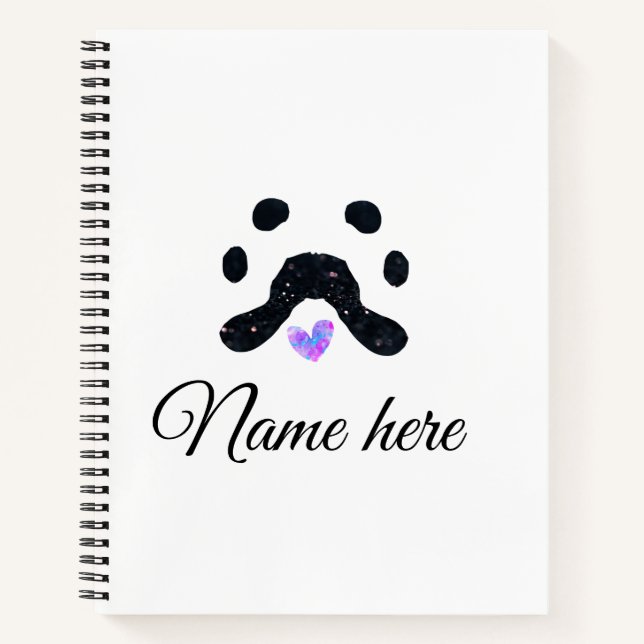 Carnet Chien patte noir animal ajouter nom texte animal p (Devant)