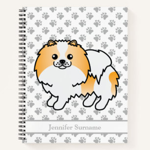 Carnet Chien Pomeranian Parti-Couleur Orange & Texte Pers