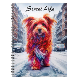 Carnet Chien sans abri dans la nuit froide enneigée urbai