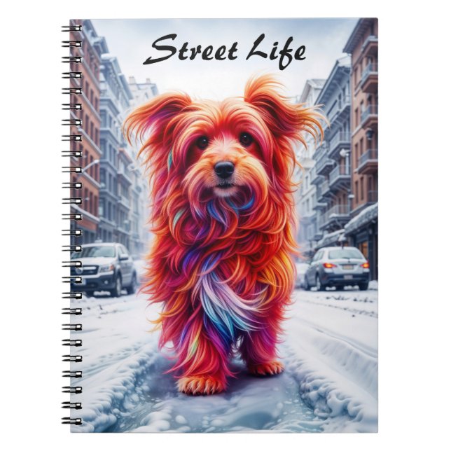 Carnet Chien sans abri dans la nuit froide enneigée urbai (Devant)