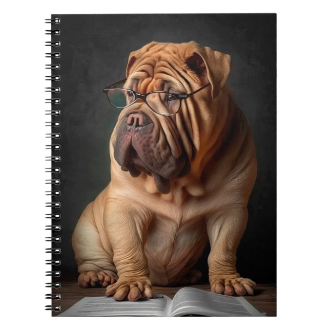 Carnet Chien Shar Pei Intelligent avec Conception de Livr (Devant)