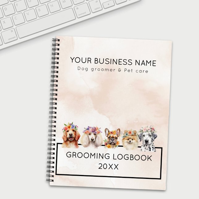 Carnet Chiens adorables avec couronne de fleurs, aquarell (Créateur téléchargé)