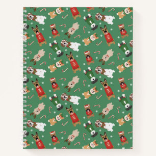 Carnet Chiens de Noël Motif Rouge Vert