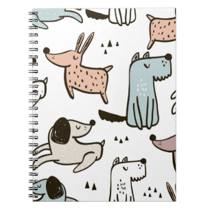 Carnet Chiens d'enfants, dessinés à la main, motif à la m