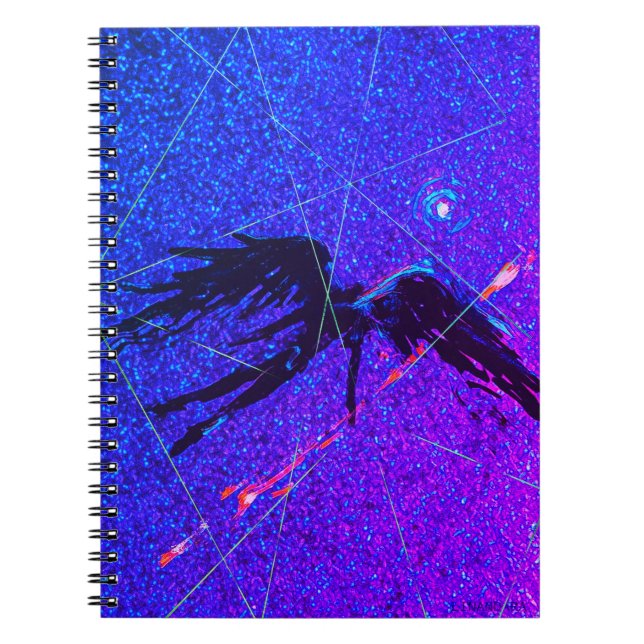 Carnet Chiffre à ailes foncées volant à travers l'espace (Devant)