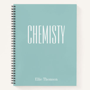 Carnet Chimie Papier blanc et lin Aqua Blue Nom