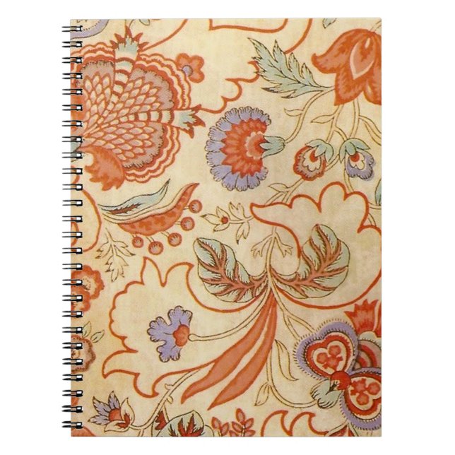 Carnet Chintz Floral Antique Terracotta Français Vintage (Devant)