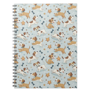 Carnet Chiot joueur poursuivant des étoiles - Motif de de