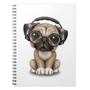 Carnet Chiot mignon personnalisable DJ de carlin avec des