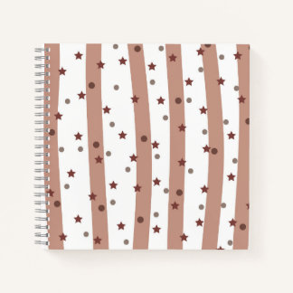 Carnet Chocolat et rayures blanches avec Motif d'étoiles