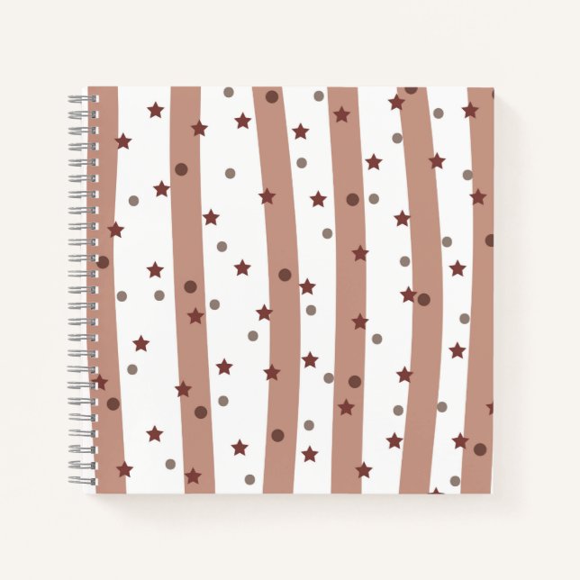Carnet Chocolat et rayures blanches avec Motif d'étoiles (Devant)