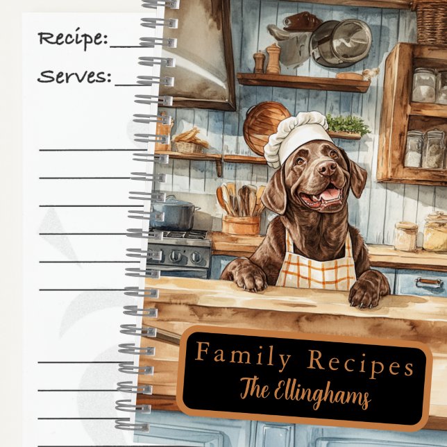 Carnet Chocolate Labrador Retriever Chef Recipe Book (Créateur téléchargé)