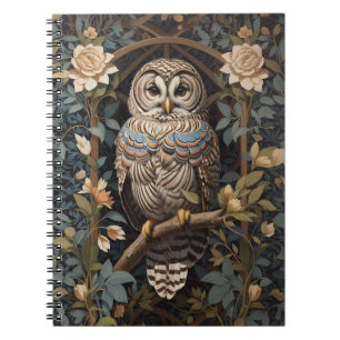 Carnet Chouette barrée élégante William Morris Inspiré