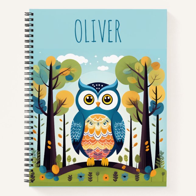 Carnet Chouette blanche colorée à Woodland (Devant)