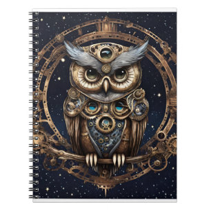 Carnet Chouette de Steampunk contre le ciel étoilé