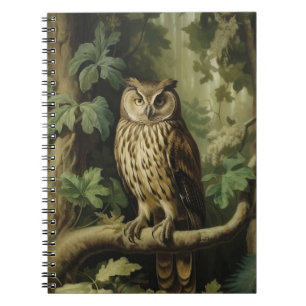 Carnet Chouette de style vintage dans la forêt enchantée