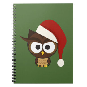 Carnet Chouette en colère portant le chapeau de Santa