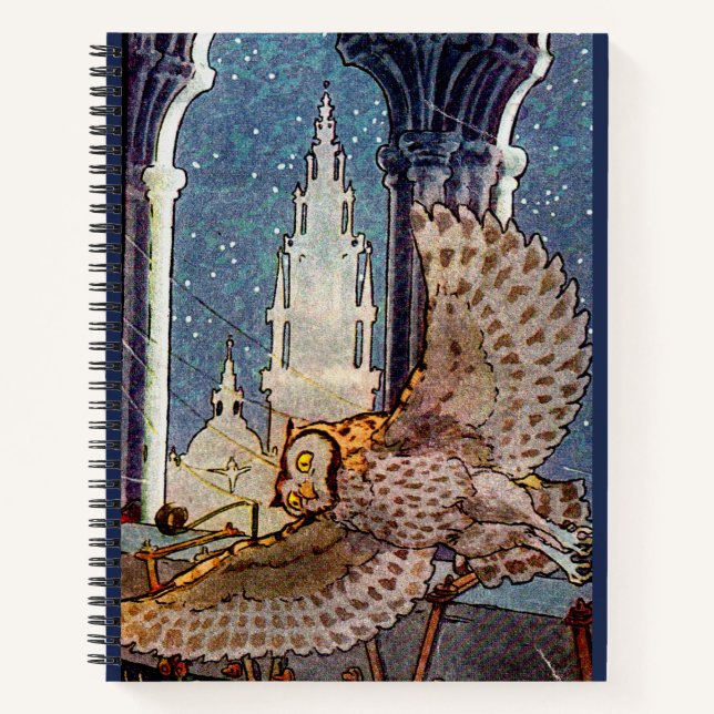 Carnet chouette rêveuse volant la nuit (Devant)