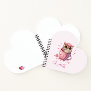 Carnet Chouette rose mignonne en coupe