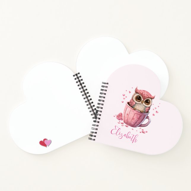 Carnet Chouette rose mignonne en coupe (Intérieur)