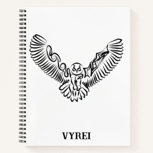 Carnet Chouette volante tribale noire et blanche