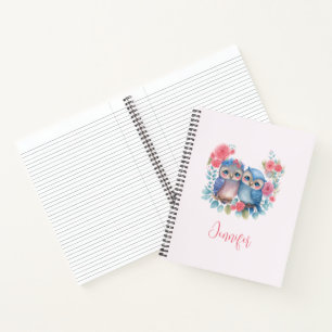 Carnet Chouettes amoureuses Assis sur une branche d'arbre