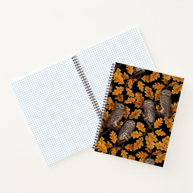 Carnet Chouettes d'automne sur noir (Intérieur)