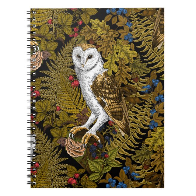 Carnet Chouettes, fougères, chênes et baies 2 (Devant)