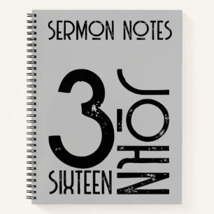 Carnet Christian John 3:16 Sermon de typographie minimale