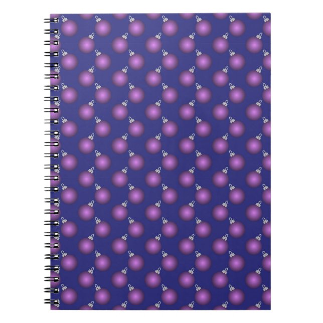 Carnet Christmas Notebook with Purple Baubles (Devant)