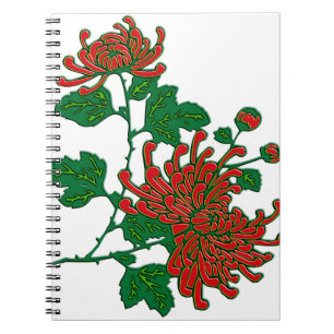 Carnet Chrysanthèmes d'araignée chinois - rouge profond
