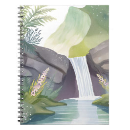 Carnet Chute d'eau murmure | Paysage aquarelle de la natu