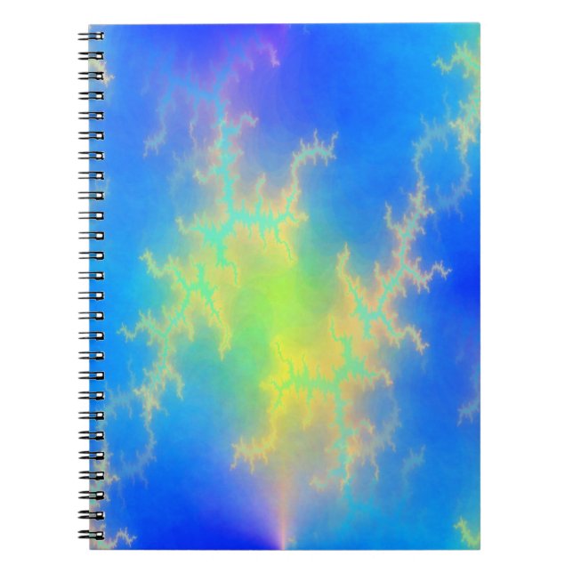 Carnet Ciel bleu et boulons de foudre jaune doré (Devant)