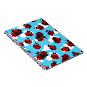 Carnet Ciel Bleu Nuages Blancs Coléoptère Coccinelle Roug