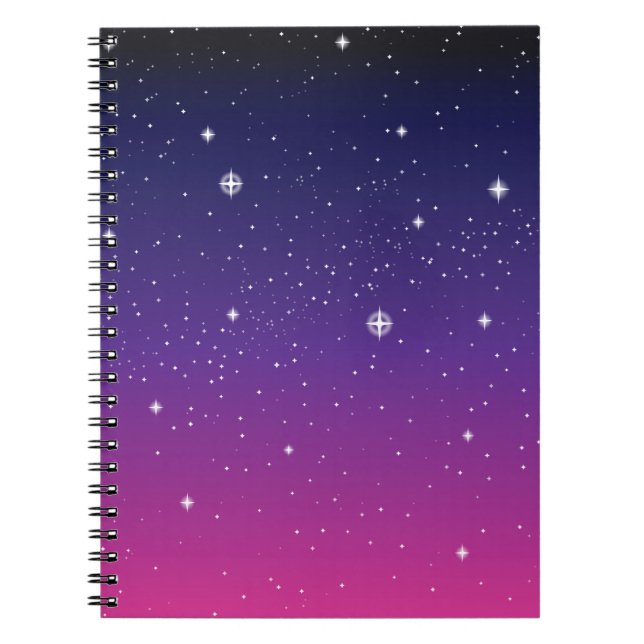 Carnet Ciel nocturne étoilé violet foncé (Devant)