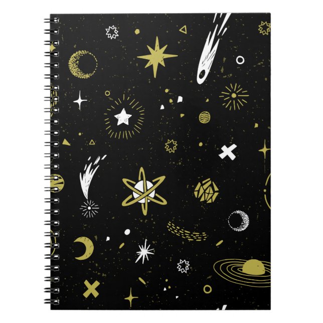 Carnet Ciel nocturne : motif cosmique sans soudure. (Devant)