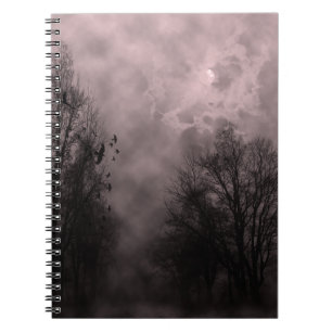 Carnet Ciel rouge sang hanté avec des ravens