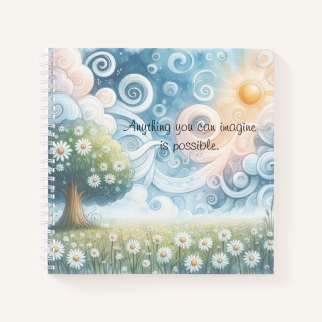 Carnet Ciel tourbillonnant / Marguerites & Citation (Devant)