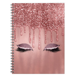 Carnet Cils Drips Rose Gold Glitter Rose Clair qui Dégoul