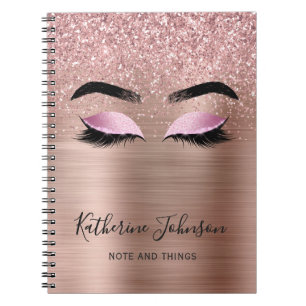 Carnet Cils Pailletés Glam Rose Gold Monogram Beauté