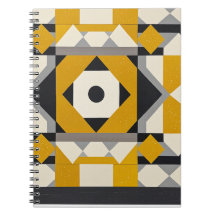 carnet circulaire géométrique moderne jaune et gri