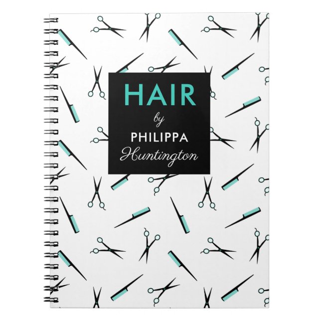 Carnet Ciseaux et combs Motif Liste de cheveux (Devant)