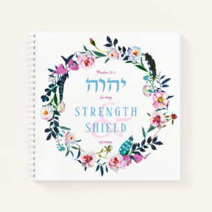 Carnet Citation Bible Blue Pastel Floral Wreath Nommé YHV