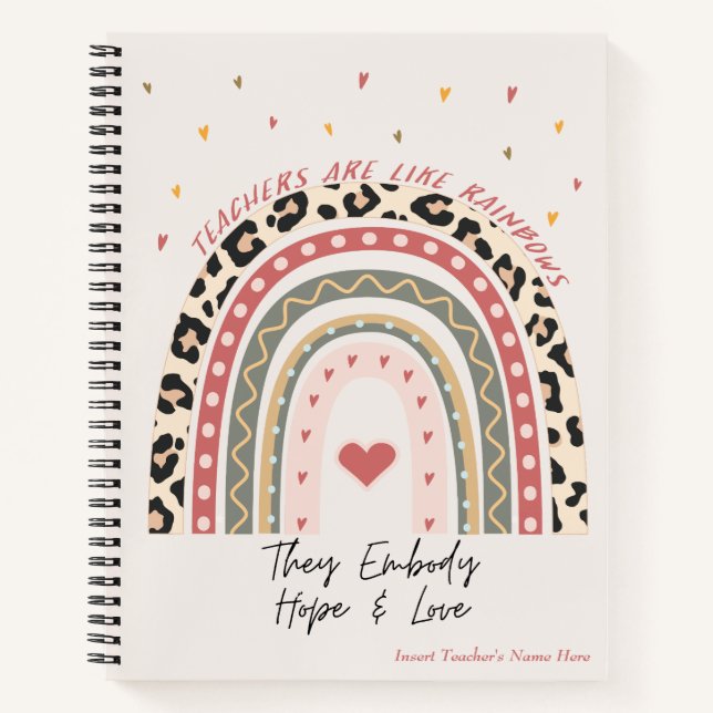 Carnet Citation Boho Rainbow personnalisable - Enseignant (Devant)