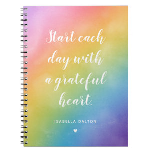 Carnet Citation de gratitude aquarelle arc-en-ciel Cœur r