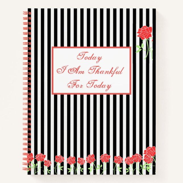 Carnet Citation de Gratitude Chic Black White Pink Flower (Devant)